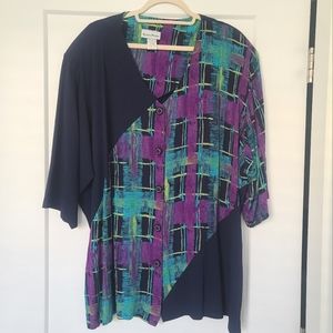 Vintage  80s Ronnie Phillips blouse with shoulder pads